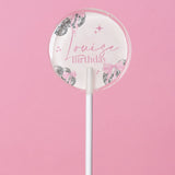 Sucette personnalisée au prénom boules disco et nœuds roses en aquarelle – cadeau invité anniversaire ado ou adulte