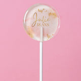 Sucette personnalisée au prénom aquarelle rose poudré et éclats dorés – cadeau invité anniversaire, EVJF