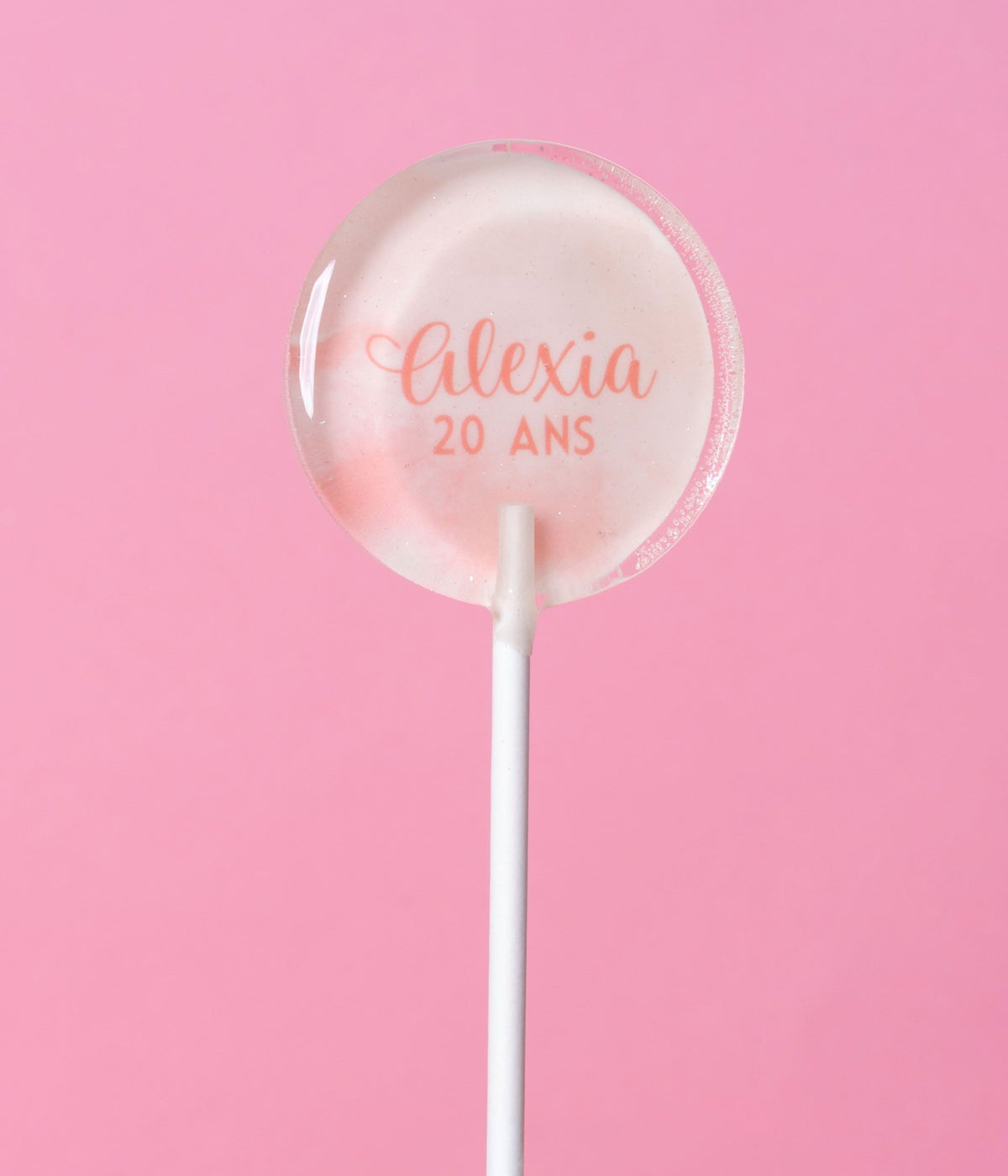 Sucette personnalisée au prénom aquarelle rose pâle minimaliste – cadeau invité anniversaire, mariage