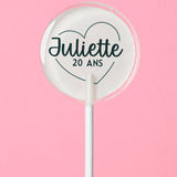 Sucette personnalisée au prénom cœur minimaliste – cadeau invité anniversaire, mariage, Saint-Valentin