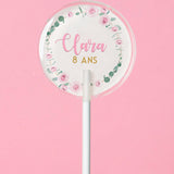 Sucette personnalisée au prénom couronne de roses et eucalyptus – cadeau invité anniversaire, baptême