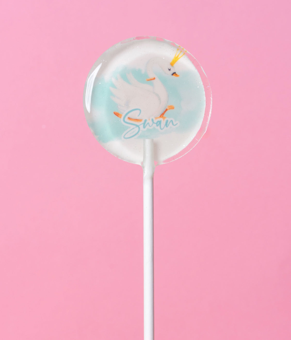 Sucette personnalisée au prénom cygne couronné et aquarelle bleue – cadeau invité baptême, naissance
