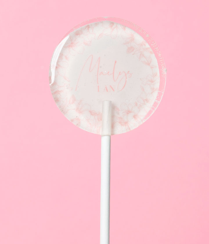 Sucette personnalisée au prénom fleurs rose poudré tout en finesse – cadeau invité baptême, naissance