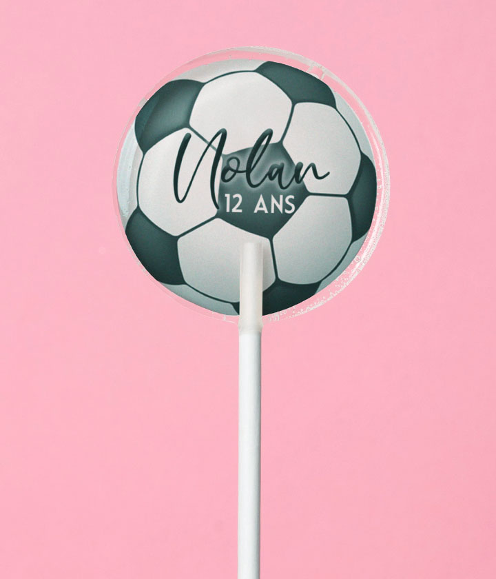 Sucette personnalisée au prénom ballon de football – cadeau invité anniversaire enfant thème foot