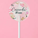 Sucette personnalisée au prénom maquillage, rouge à lèvres et vernis – cadeau invité anniversaire ado