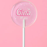 Sucette personnalisée au prénom lettres rose glam et étoiles – cadeau invité anniversaire fille