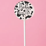 Sucette personnalisée au prénom motif vache noir et blanc cowgirl – cadeau invité baby shower