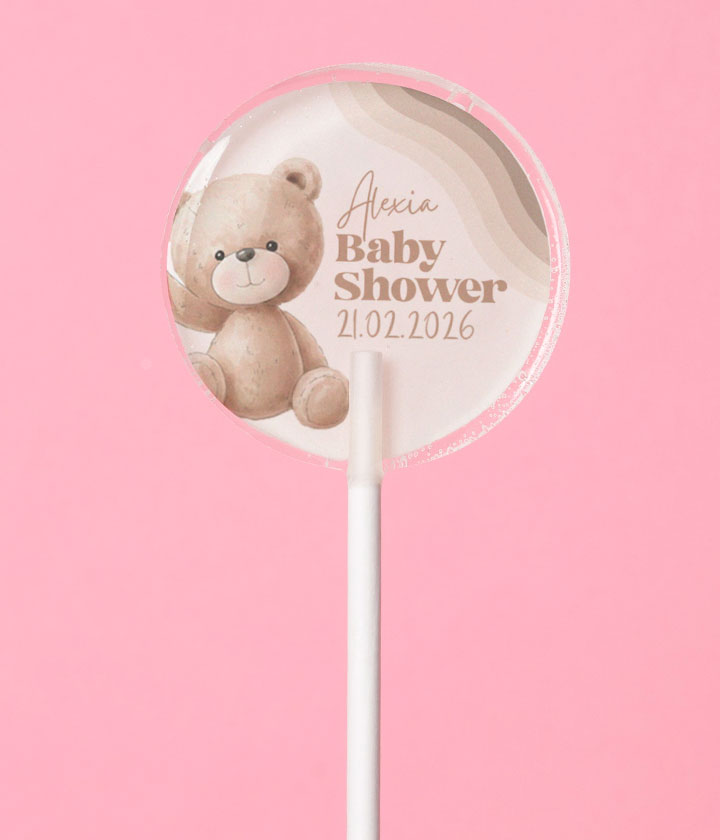 Sucette personnalisée au prénom ourson en aquarelle baby shower – cadeau invité baby shower