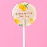 Sucette personnalisée au prénom citrons jaunes gender reveal – cadeau invité gender reveal